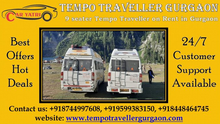 Comfortable 9 seater Tempo Traveller Hire in Gurgaon