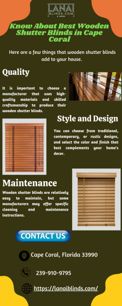 Things Know About Best Wooden Shutter Blinds in Cape Coral