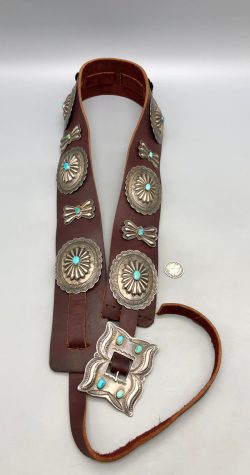Turquoise and Sterling Silver Concho Belt