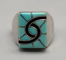 Turquoise Inlay Ring by Amy Quandelacy