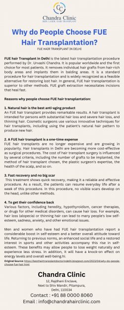 FUE hair Transplant in Delhi – Why do People Choose FUE Hair Transplantation?