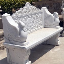 Makrana marble carved outdoor bench