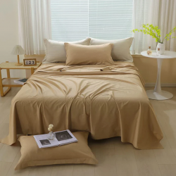 Luxury 100% Cotton Twill Weave 4-Pc Set: Elegant Taupe Bedding