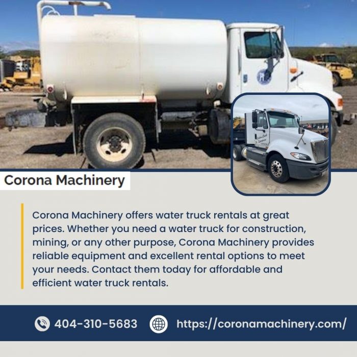 Get Water Truck for Rental at a Great Price