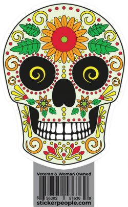 Mexican Sugar Skull Floral Sticker- Sticker People