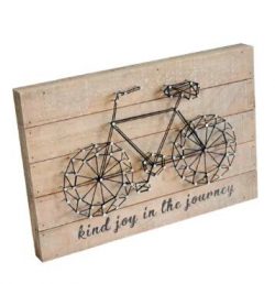 Wooden sewing thread art wall plaque, Bicycle, Black