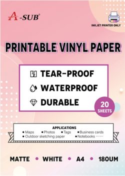 Bulk A-SUB® Tear-Proof Inkjet Printable Vinyl Photo Paper For Printer
