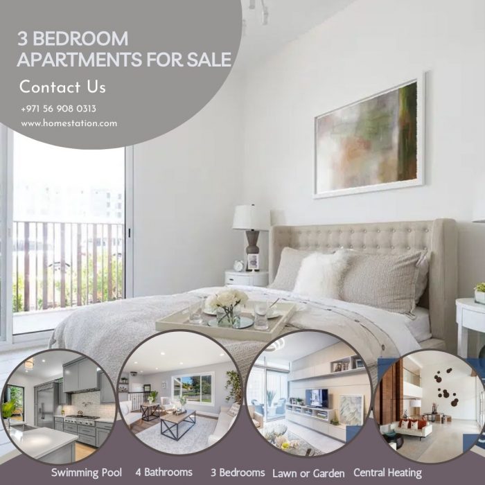 3-bedroom apartments for sale in Dubai.
