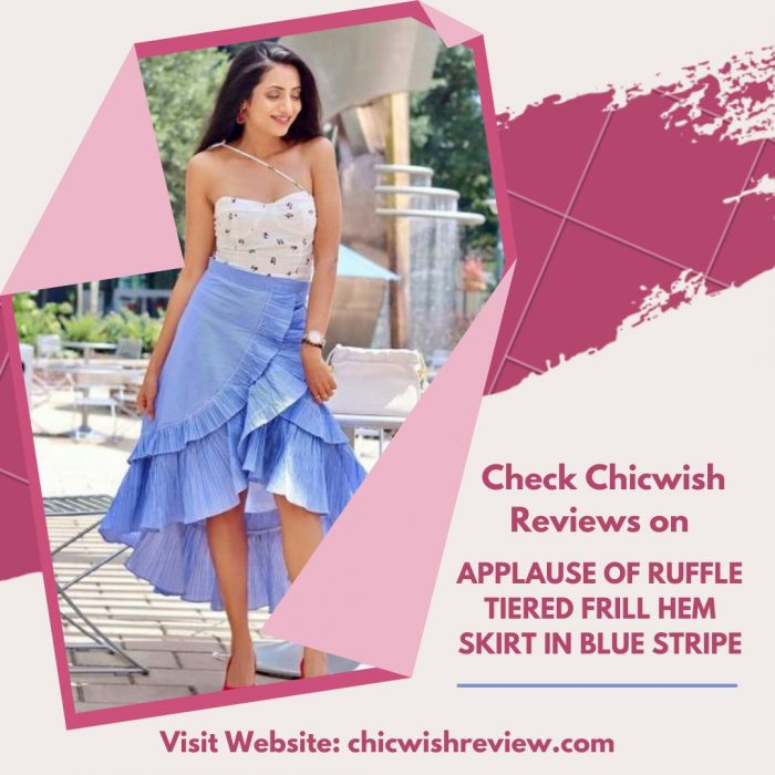 Chicwish Reviews: Applause of Ruffle Tiered Frill Hem Skirt in Blue Stripe