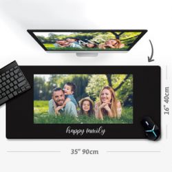 Custom Photo&Text Mouse Pad With 1 Photo For Family 35″X16″ $29.95