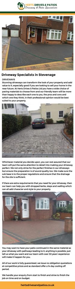 Herts Drives & Patios are reliable and experienced driveway specialists in Stevenage.