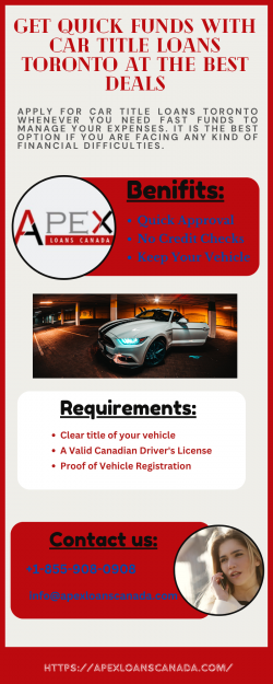Get quick funds with car title loans Toronto at the best deals
