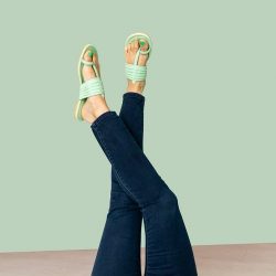 Shop 100% Handmade Mint Green Flat Sandals For Women