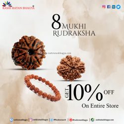 Rashi Ratan Bhagya Offer you 10 % Discount on 8 Mukhi Rudraksha Beads
