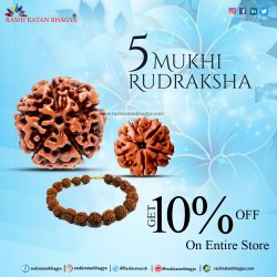 Rashi Ratan Bhagya offer you 10 % Discount on 5 Mukhi Rudraksha