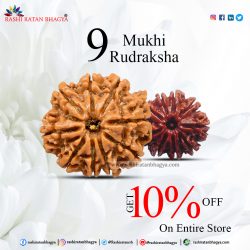 Offer by Rashi Ratan Bhagya:10 % of on 9 Mukhi Rudraksha