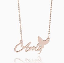 Personalized Name Necklace With Butterfly Silver
