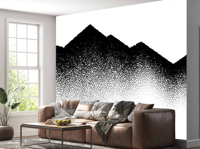 Black Mountains And Wave Of Dots Wallpaper Murals