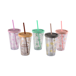 AS hot selling Cup with straw pattern reusable plastic multi-purpose sippy water cup