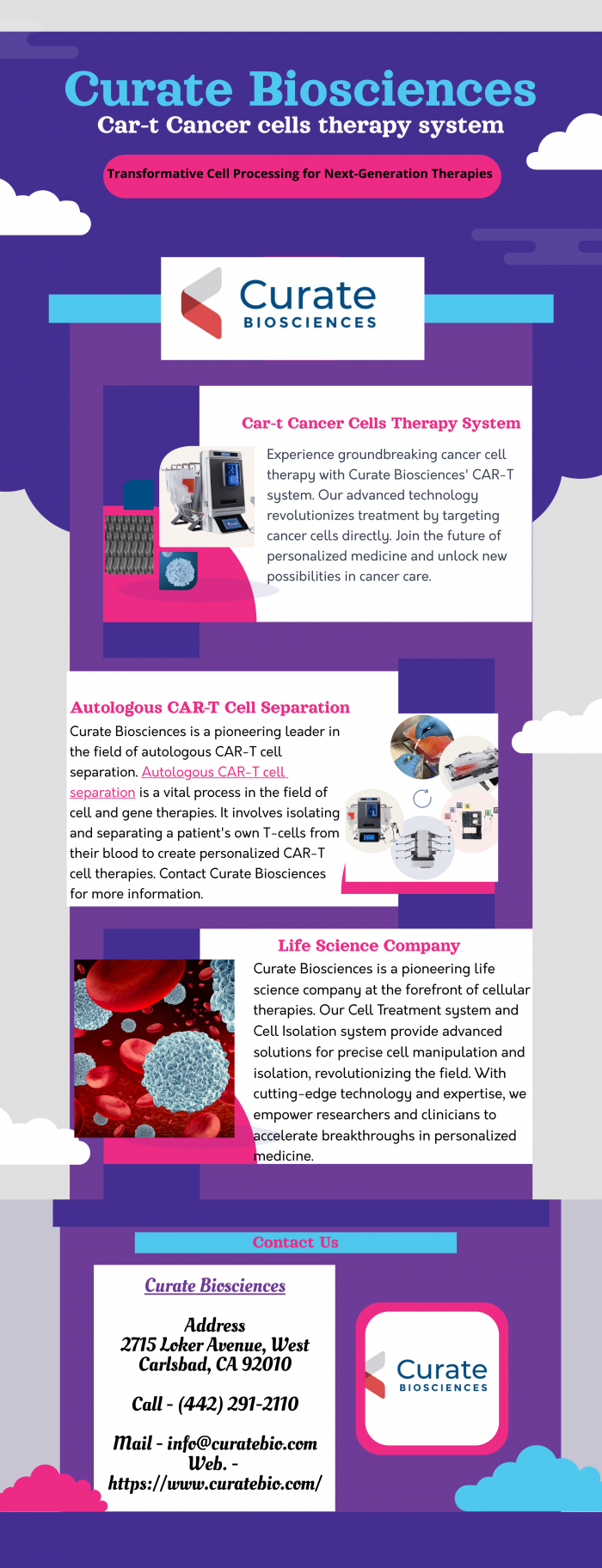 Find Autologous CAR-T cell separation Services – Curate Biosciences