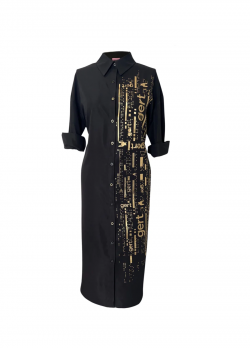 Elegance and Glamour: The Black and Gold Shirt Dress