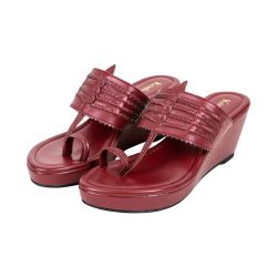 Elevate Your Style with Maroon Wedge Sandals from Kosh A!