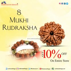 Get 10% Off on 8 Mukhi Rudraksha Online in India