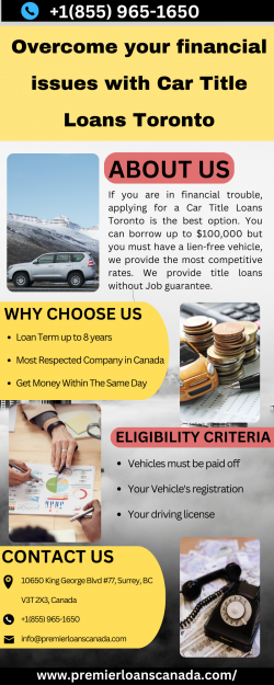 Overcome your financial issues with Car Title Loans Toronto