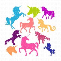 Colorful Unicorn Bundle, Unicorn Svg, Unicorn Svg, Png, Eps, Jpg, Instant Digital Download, Viny ...
