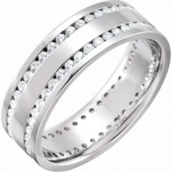 Mens Classic Flat Wedding Band in 14K and 18K White Gold