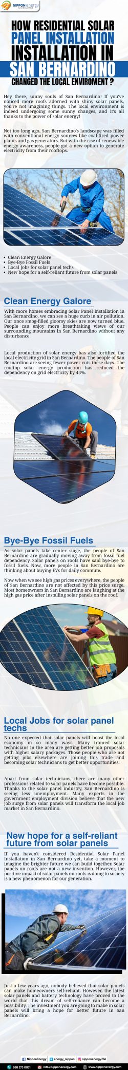 How Residential Solar Panel Installation In San Bernardino Changed The Local Environment?