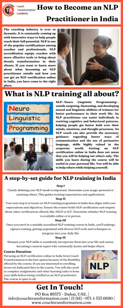 NLP Practitioner Certification Training Program in India – Coach Transformation Academy