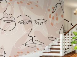 One Line Faces Bohemian Wallpaper Murals