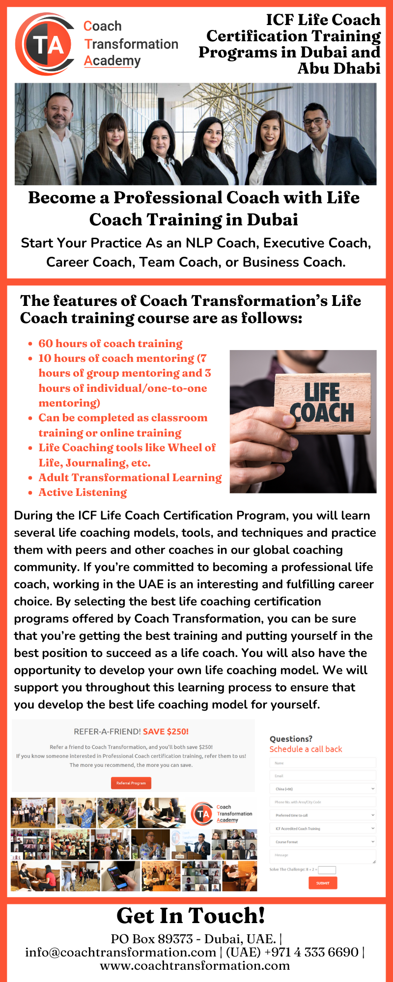 Professional Life Coach Certification Program in Dubai – Coach Transformation Academy