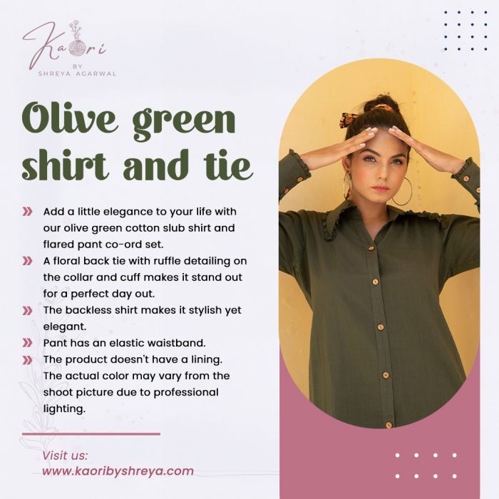 Upgrade Your Style with Olive Green Shirt and Tie Combo!