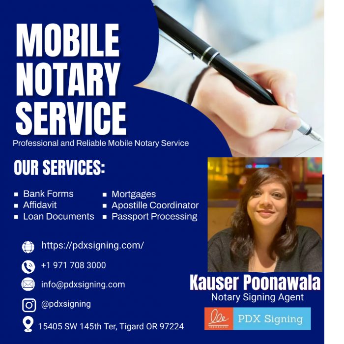 Certified mobile notary services in Wilsonville