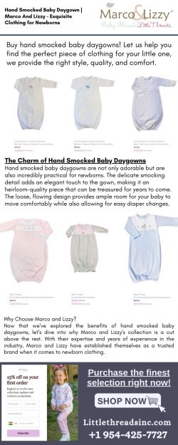 Hand Smocked Baby Daygown | Marco And Lizzy – Exquisite Clothing for Newborns