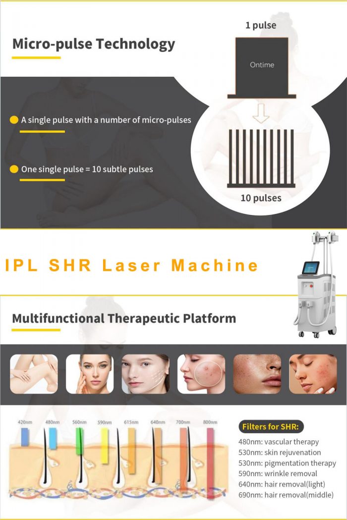 IPL SHR laser beauty equipment. Professional IPL permanent laser hair removal machine.