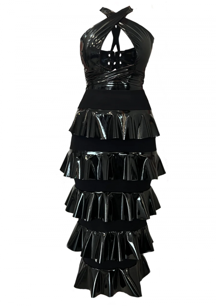 Elevate Your Style with a Patent Leather Frill Dress