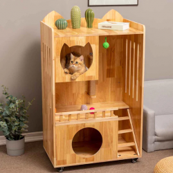 Wooden Cat House Indoor