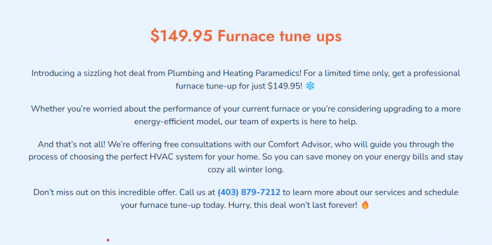 $149.95 Furnace tune ups
