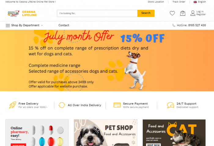 Online Pet Supply Stores in India | Cessna Pet Store