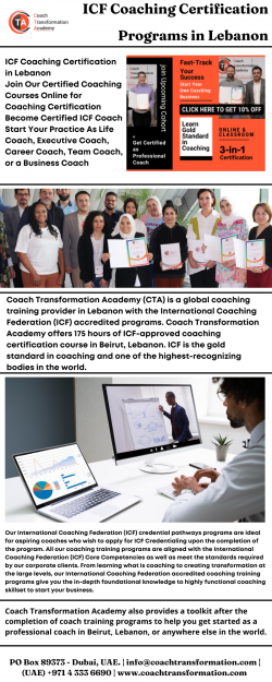 ICF Coaching Certificate Training Program in Lebanon – Coach Transformation Academy