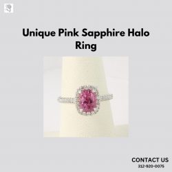 Unique Pink Sapphire Halo Ring