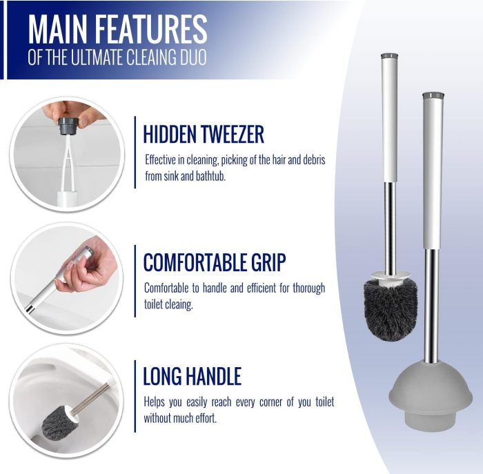 2 in 1 plunger and brush set with Holders Caddy