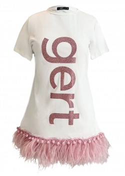Embrace Effortless Glamour with the Pink Glitter Gert Oversized T-shirt Dress