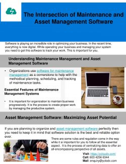 Convergence of Maintenance and Asset Management Software