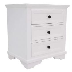 Enhance Your Bedroom with Our Cream White Queen Bed Frame & Chic White Bedside Tables