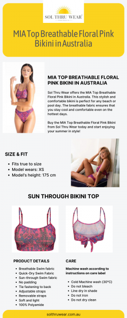 MIA Top Breathable Floral Pink Bikini in Australia | Sol Thru Wear