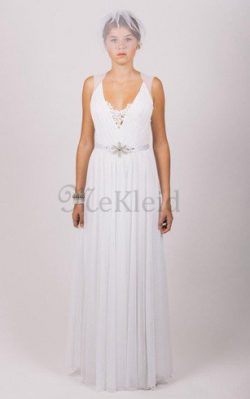 Tüll A-Line Ärmellos Brautkleid mit Applike mit Natürlicher Taille – MeKleid.de